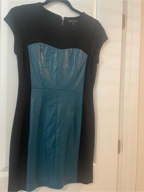 MM Couture Black Dress with Teal Panel